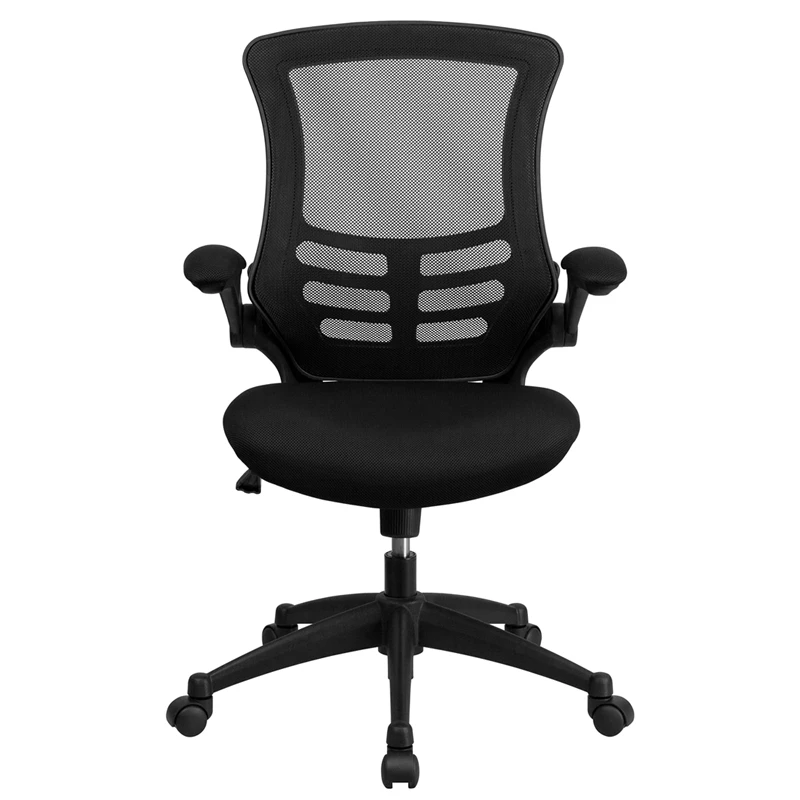 Mid-Back Black Mesh Swivel Task Chair With Flip-Up Arms - By Flash Furniture - Madison Seating 6 Mid-Back Black Mesh Swivel Task Chair With Flip-Up Arms - By Flash Furniture - Madison Seating - Image 4