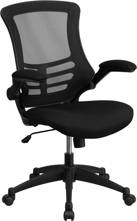 Mid-Back Black Mesh Swivel Task Chair With Flip-Up Arms - By Flash Furniture - Madison Seating 3 Mid-Back Black Mesh Swivel Task Chair With Flip-Up Arms - By Flash Furniture - Madison Seating