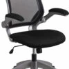 Mid-Back Black Mesh Swivel Task Chair With Gray Frame And Flip-Up Arms - By Flash Furniture - Madison Seating -furniture Shop Mid Back Black Mesh Swivel Task Chair with Gray Frame and Flip Up Arms by Flash Furniture