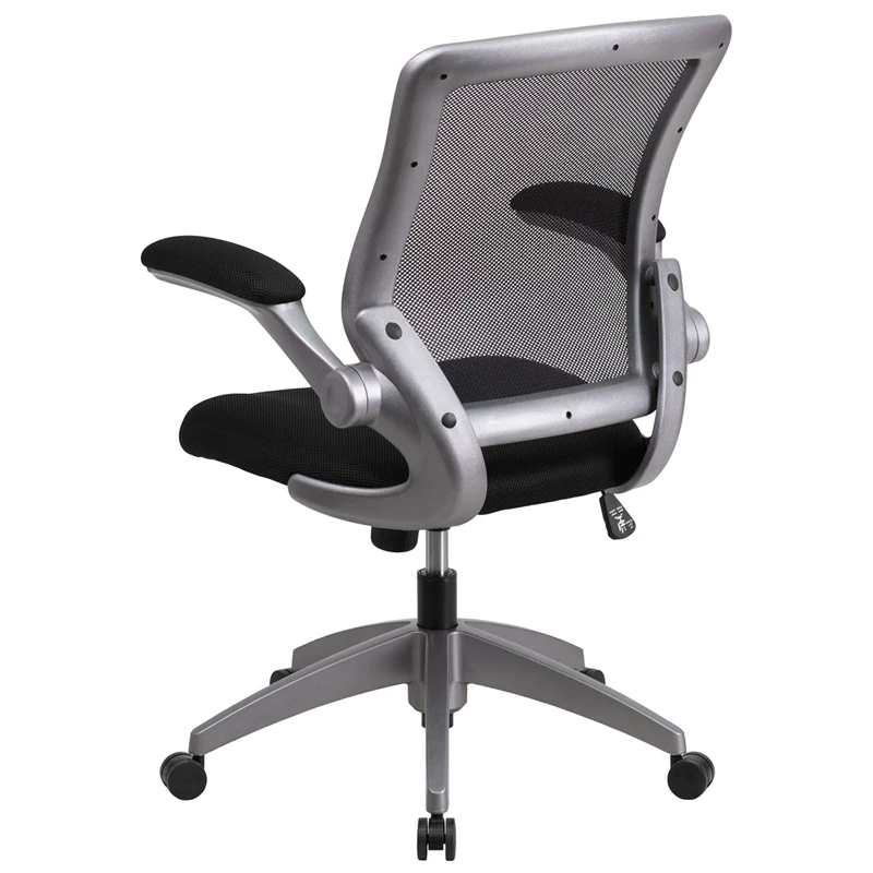 Mid-Back Black Mesh Swivel Task Chair With Gray Frame And Flip-Up Arms - By Flash Furniture - Madison Seating 5 Mid-Back Black Mesh Swivel Task Chair With Gray Frame And Flip-Up Arms - By Flash Furniture - Madison Seating - Image 3