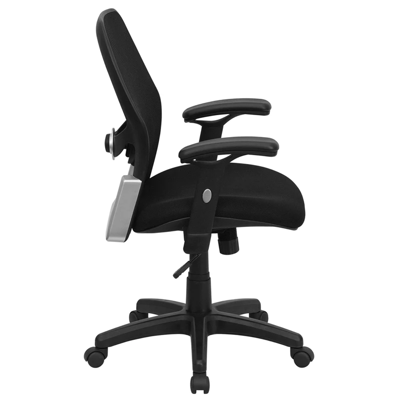Mid-Back Black Super Mesh Executive Swivel Chair With Adjustable Arms - By Flash Furniture - Madison Seating 4 Mid-Back Black Super Mesh Executive Swivel Chair With Adjustable Arms - By Flash Furniture - Madison Seating - Image 2