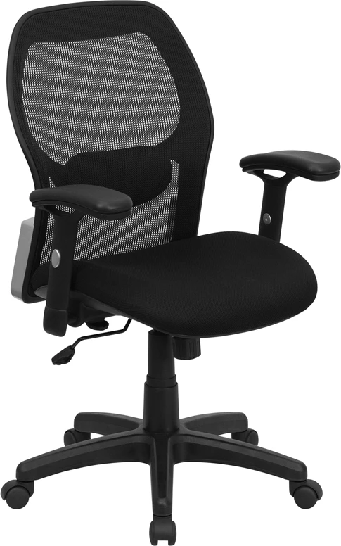 Mid-Back Black Super Mesh Executive Swivel Chair With Adjustable Arms - By Flash Furniture - Madison Seating 3 Mid-Back Black Super Mesh Executive Swivel Chair With Adjustable Arms - By Flash Furniture - Madison Seating