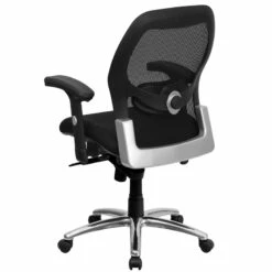 Mid-Back Black Super Mesh Executive Swivel Chair With Knee Tilt Control And Adjustable Arms - By Flash Furniture - Madison Seating -furniture Shop Mid Back Black Super Mesh Executive Swivel Chair with Knee Tilt Control and Adjustable Arms by Flash Furniture 2