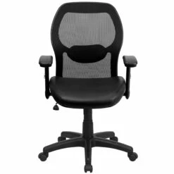 Mid-Back Black Super Mesh Executive Swivel Chair With Leather Seat And Adjustable Arms - By Flash Furniture - Madison Seating -furniture Shop Mid Back Black Super Mesh Executive Swivel Chair with Leather Seat and Adjustable Arms by Flash Furniture 3