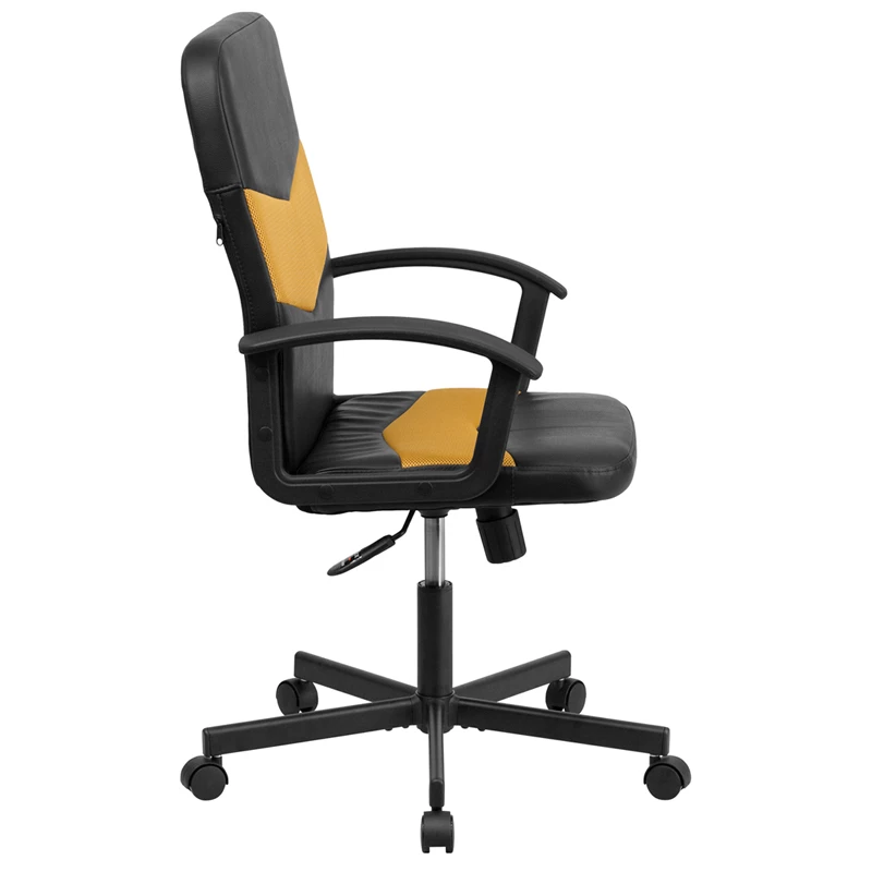 Mid-Back Black Vinyl And Orange Mesh Racing Executive Swivel Chair With Arms - By Flash Furniture - Madison Seating 4 Mid-Back Black Vinyl And Orange Mesh Racing Executive Swivel Chair With Arms - By Flash Furniture - Madison Seating - Image 2