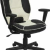 Mid-Back Black And Cream Vinyl Steno Executive Swivel Chair With Adjustable Arms - By Flash Furniture - Madison Seating