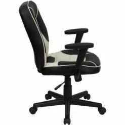 Mid-Back Black And Cream Vinyl Steno Executive Swivel Chair With Adjustable Arms - By Flash Furniture - Madison Seating -furniture Shop Mid Back Black and Cream Vinyl Steno Executive Swivel Chair with Adjustable Arms by Flash Furniture 4