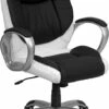 Mid-Back Black And White Leather Executive Swivel Chair With Arms - By Flash Furniture - Madison Seating 1 Mid-Back Black And White Leather Executive Swivel Chair With Arms - By Flash Furniture - Madison Seating -furniture Shop Mid Back Black and White Leather Executive Swivel Chair with Arms by Flash Furniture