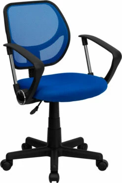 Mid-Back Blue Mesh Swivel Task Chair With Arms - By Flash Furniture - Madison Seating