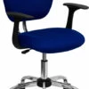 Mid-Back Blue Mesh Swivel Task Chair With Chrome Base And Arms - By Flash Furniture - Madison Seating -furniture Shop Mid Back Blue Mesh Swivel Task Chair with Chrome Base and Arms by Flash Furniture