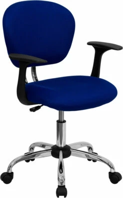Mid-Back Blue Mesh Swivel Task Chair With Chrome Base And Arms - By Flash Furniture - Madison Seating