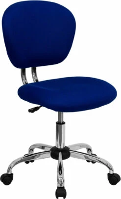 Mid-Back Blue Mesh Swivel Task Chair With Chrome Base - By Flash Furniture - Madison Seating
