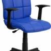 Mid-Back Blue Quilted Vinyl Swivel Task Chair With Arms - By Flash Furniture - Madison Seating