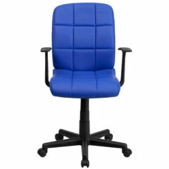 Mid-Back Blue Quilted Vinyl Swivel Task Chair With Arms - By Flash Furniture - Madison Seating -furniture Shop Mid Back Blue Quilted Vinyl Swivel Task Chair with Arms by Flash Furniture 3