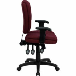 Mid-Back Burgundy Fabric Multifunction Ergonomic Swivel Task Chair With Adjustable Arms - By Flash Furniture - Madison Seating -furniture Shop Mid Back Burgundy Fabric Multifunction Ergonomic Swivel Task Chair with Adjustable Arms by Flash Furniture 2