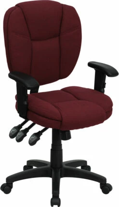 Mid-Back Burgundy Fabric Multifunction Ergonomic Swivel Task Chair With Adjustable Arms - By Flash Furniture - Madison Seating