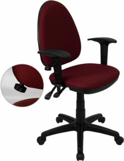 Mid-Back Burgundy Fabric Multifunction Swivel Task Chair With Adjustable Lumbar Support And Adjustable Arms - By Flash Furniture - Madison Seating