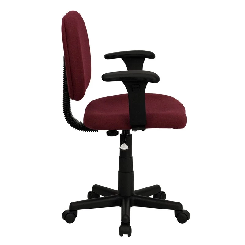 Mid-Back Burgundy Fabric Swivel Task Chair With Adjustable Arms - By Flash Furniture - Madison Seating 4 Mid-Back Burgundy Fabric Swivel Task Chair With Adjustable Arms - By Flash Furniture - Madison Seating - Image 2