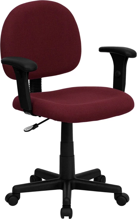 Mid-Back Burgundy Fabric Swivel Task Chair With Adjustable Arms - By Flash Furniture - Madison Seating 3 Mid-Back Burgundy Fabric Swivel Task Chair With Adjustable Arms - By Flash Furniture - Madison Seating