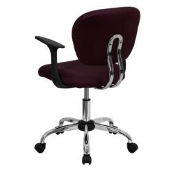 Mid-Back Burgundy Mesh Swivel Task Chair With Chrome Base And Arms - By Flash Furniture - Madison Seating -furniture Shop Mid Back Burgundy Mesh Swivel Task Chair with Chrome Base and Arms by Flash Furniture 2 1
