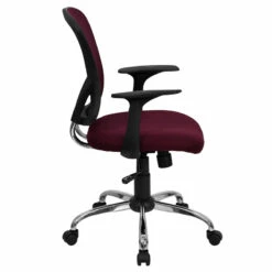 Mid-Back Burgundy Mesh Swivel Task Chair With Chrome Base And Arms - By Flash Furniture - Madison Seating -furniture Shop Mid Back Burgundy Mesh Swivel Task Chair with Chrome Base and Arms by Flash Furniture 2