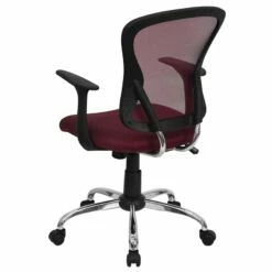 Mid-Back Burgundy Mesh Swivel Task Chair With Chrome Base And Arms - By Flash Furniture - Madison Seating -furniture Shop Mid Back Burgundy Mesh Swivel Task Chair with Chrome Base and Arms by Flash Furniture 3
