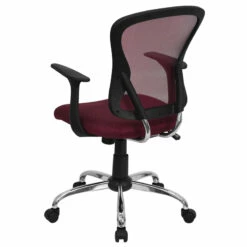 Mid-Back Burgundy Mesh Swivel Task Chair With Chrome Base And Arms - By Flash Furniture - Madison Seating -furniture Shop Mid Back Burgundy Mesh Swivel Task Chair with Chrome Base and Arms by Flash Furniture 4