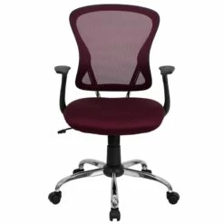 Mid-Back Burgundy Mesh Swivel Task Chair With Chrome Base And Arms - By Flash Furniture - Madison Seating -furniture Shop Mid Back Burgundy Mesh Swivel Task Chair with Chrome Base and Arms by Flash Furniture 5