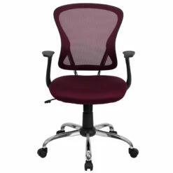 Mid-Back Burgundy Mesh Swivel Task Chair With Chrome Base And Arms - By Flash Furniture - Madison Seating -furniture Shop Mid Back Burgundy Mesh Swivel Task Chair with Chrome Base and Arms by Flash Furniture 6