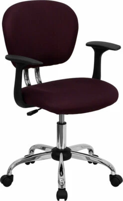 Mid-Back Burgundy Mesh Swivel Task Chair With Chrome Base And Arms - By Flash Furniture - Madison Seating