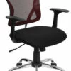 Mid-Back Burgundy And Black Mesh Swivel Task Chair With Chrome Base And Arms - By Flash Furniture - Madison Seating -furniture Shop Mid Back Burgundy and Black Mesh Swivel Task Chair with Chrome Base and Arms by Flash Furniture