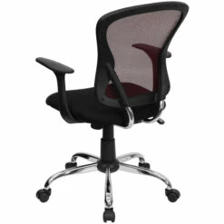 Mid-Back Burgundy And Black Mesh Swivel Task Chair With Chrome Base And Arms - By Flash Furniture - Madison Seating 8 Mid-Back Burgundy And Black Mesh Swivel Task Chair With Chrome Base And Arms - By Flash Furniture - Madison Seating -furniture Shop Mid Back Burgundy and Black Mesh Swivel Task Chair with Chrome Base and Arms by Flash Furniture 2