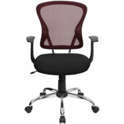 Mid-Back Burgundy And Black Mesh Swivel Task Chair With Chrome Base And Arms - By Flash Furniture - Madison Seating 9 Mid-Back Burgundy And Black Mesh Swivel Task Chair With Chrome Base And Arms - By Flash Furniture - Madison Seating -furniture Shop Mid Back Burgundy and Black Mesh Swivel Task Chair with Chrome Base and Arms by Flash Furniture 3