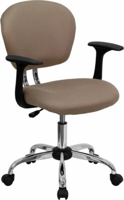 Mid-Back Coffee Brown Mesh Swivel Task Chair With Chrome Base And Arms - By Flash Furniture - Madison Seating