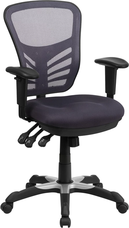 Mid-Back Dark Gray Mesh Multifunction Executive Swivel Chair With Adjustable Arms - By Flash Furniture - Madison Seating 3 Mid-Back Dark Gray Mesh Multifunction Executive Swivel Chair With Adjustable Arms - By Flash Furniture - Madison Seating