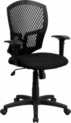 Mid-Back Designer Back Swivel Task Chair With Fabric Seat And Adjustable Arms - By Flash Furniture - Madison Seating