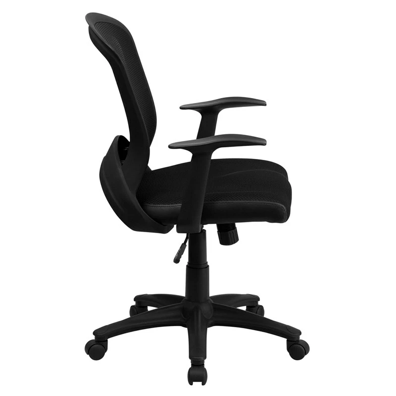 Mid-Back Designer Black Mesh Swivel Task Chair With Arms - By Flash Furniture - Madison Seating 4 Mid-Back Designer Black Mesh Swivel Task Chair With Arms - By Flash Furniture - Madison Seating - Image 2