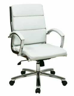 Mid Back Executive White Faux Leather Chair By Work Smart - Office Star - Madison Seating