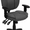 Mid-Back Gray Fabric Multifunction Ergonomic Swivel Task Chair With Adjustable Arms - By Flash Furniture - Madison Seating -furniture Shop Mid Back Gray Fabric Multifunction Ergonomic Swivel Task Chair with Adjustable Arms by Flash Furniture