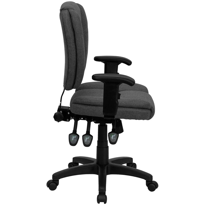Mid-Back Gray Fabric Multifunction Ergonomic Swivel Task Chair With Adjustable Arms - By Flash Furniture - Madison Seating 5 Mid-Back Gray Fabric Multifunction Ergonomic Swivel Task Chair With Adjustable Arms - By Flash Furniture - Madison Seating - Image 3