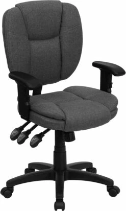 Mid-Back Gray Fabric Multifunction Ergonomic Swivel Task Chair With Adjustable Arms - By Flash Furniture - Madison Seating