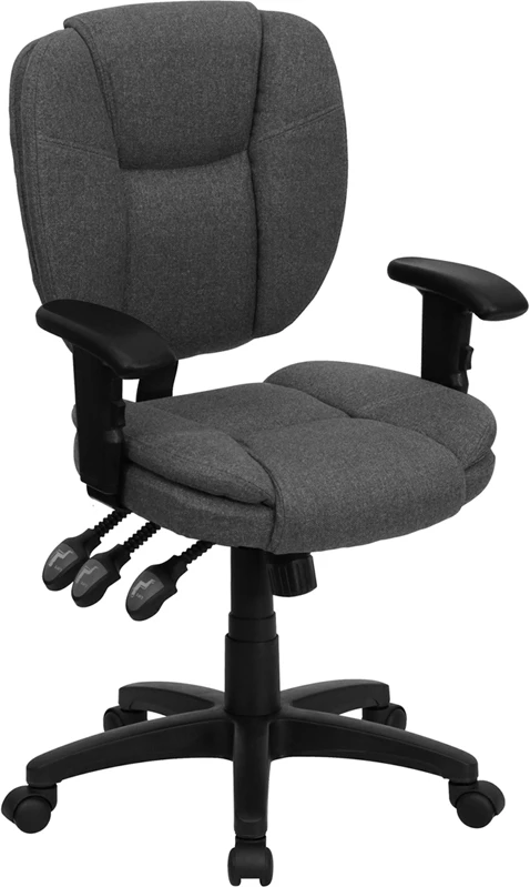 Mid-Back Gray Fabric Multifunction Ergonomic Swivel Task Chair With Adjustable Arms - By Flash Furniture - Madison Seating 3 Mid-Back Gray Fabric Multifunction Ergonomic Swivel Task Chair With Adjustable Arms - By Flash Furniture - Madison Seating