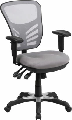 Mid-Back Gray Mesh Multifunction Executive Swivel Chair With Adjustable Arms - By Flash Furniture - Madison Seating