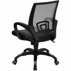 Mid-Back Gray Mesh Swivel Task Chair With Black Leather Seat And Arms - By Flash Furniture - Madison Seating -furniture Shop Mid Back Gray Mesh Swivel Task Chair with Black Leather Seat and Arms by Flash Furniture 4