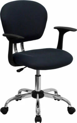 Mid-Back Gray Mesh Swivel Task Chair With Chrome Base And Arms - By Flash Furniture - Madison Seating