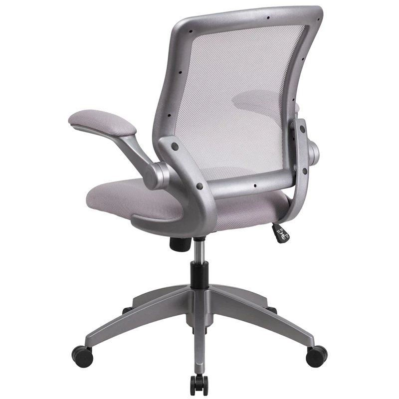 Mid-Back Gray Mesh Swivel Task Chair With Gray Frame And Flip-Up Arms - By Flash Furniture - Madison Seating 5 Mid-Back Gray Mesh Swivel Task Chair With Gray Frame And Flip-Up Arms - By Flash Furniture - Madison Seating - Image 3