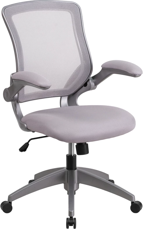 Mid-Back Gray Mesh Swivel Task Chair With Gray Frame And Flip-Up Arms - By Flash Furniture - Madison Seating 3 Mid-Back Gray Mesh Swivel Task Chair With Gray Frame And Flip-Up Arms - By Flash Furniture - Madison Seating