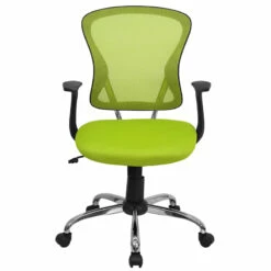 Mid-Back Green Mesh Swivel Task Chair With Chrome Base And Arms - By Flash Furniture - Madison Seating -furniture Shop Mid Back Green Mesh Swivel Task Chair with Chrome Base and Arms by Flash Furniture 3