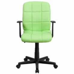 Mid-Back Green Quilted Vinyl Swivel Task Chair With Arms - By Flash Furniture - Madison Seating -furniture Shop Mid Back Green Quilted Vinyl Swivel Task Chair with Arms by Flash Furniture 3