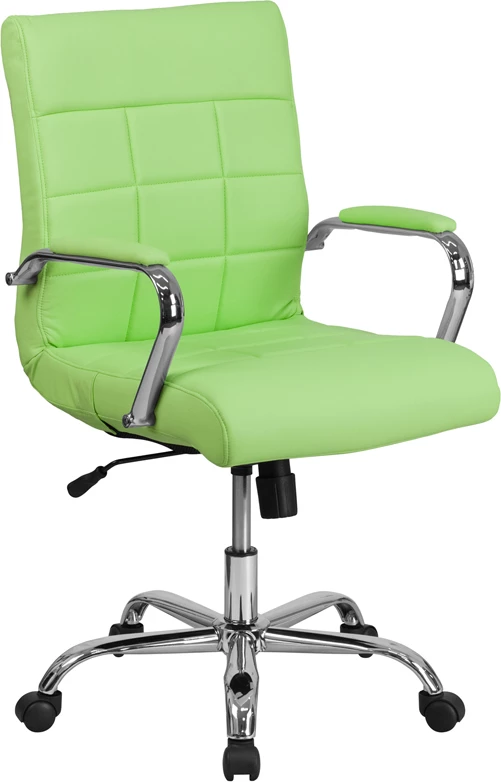 Mid-Back Green Vinyl Executive Swivel Chair With Chrome Base And Arms - By Flash Furniture - Madison Seating 3 Mid-Back Green Vinyl Executive Swivel Chair With Chrome Base And Arms - By Flash Furniture - Madison Seating